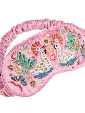 NWT Pink Velvet Embroidered Sleep Mask Mother’s Day